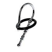 Серебристый уретральный плаг-бусины TOYFA Metal с мягким фиксириющим кольцом - ToyFa - купить с доставкой в Копейске