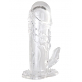 Прозрачная гелевая насадка с клиторальным отростком - 13 см. - Toyfa Basic - в Копейске купить с доставкой