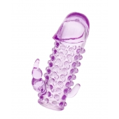 Закрытая фиолетовая насадка с 2 отростками - 13 см. - Toyfa Basic - в Копейске купить с доставкой