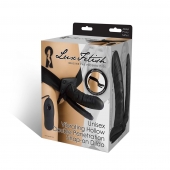 Полый страпон с двумя отростками и вибрацией Unisex Vibrating Hollow Strap-On Double Penetrating Dildo - 17,8 см. - Lux Fetish - купить с доставкой в Копейске