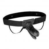 Полый страпон с двумя отростками и вибрацией Unisex Vibrating Hollow Strap-On Double Penetrating Dildo - 17,8 см. - Lux Fetish - купить с доставкой в Копейске