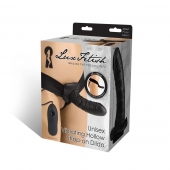 Чёрный полый страпон с вибрацией Unisex Vibrating Hollow Strap-On - 14 см. - Lux Fetish - купить с доставкой в Копейске