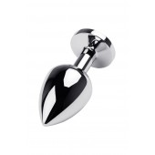 Серебристая коническая анальная пробка с красным кристаллом - 8 см. - ToyFa - купить с доставкой в Копейске