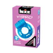 Голубое эрекционное виброкольцо Luxe VIBRO  Кошмар русалки  + презерватив - Luxe - в Копейске купить с доставкой