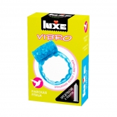 Голубое эрекционное виброкольцо Luxe VIBRO  Райская птица  + презерватив - Luxe - в Копейске купить с доставкой