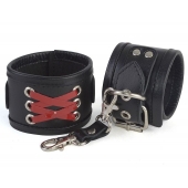 Кожаные наручники с декоративной лаковой шнуровкой - Sitabella - купить с доставкой в Копейске