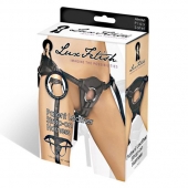Черные трусики для страпона из патентованной кожи - Lux Fetish - купить с доставкой в Копейске