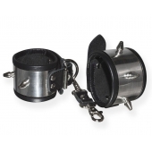 Серебристо-черные наручники с шипами и металлическим блеском - Sitabella - купить с доставкой в Копейске