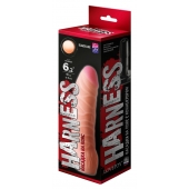 Телесная изогнутая насадка на Harness с коннектором BLACK LINE - 17 см. - LOVETOY (А-Полимер) - купить с доставкой в Копейске