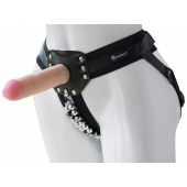 Черный пояс-трусики с насадкой  Гламур Dana  - 15,5 см. - LOVETOY (А-Полимер) - купить с доставкой в Копейске