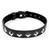 Черный ошейник с серебристыми ромбиками - Notabu - купить с доставкой в Копейске