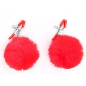 Зажимы для сосков с красным пушком - Notabu - купить с доставкой в Копейске