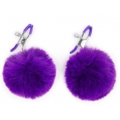 Зажимы для сосков с фиолетовым пушком - Notabu - купить с доставкой в Копейске