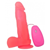 Розовый гелевый вибратор на присоске - 19 см. - LOVETOY (А-Полимер)