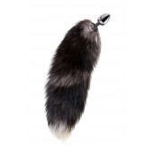 Серебристая металлическая анальная втулка с хвостом чернобурой лисы - размер S - ToyFa - купить с доставкой в Копейске