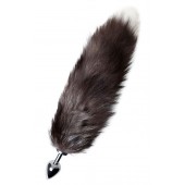 Серебристая металлическая анальная втулка с хвостом чернобурой лисы - размер S - ToyFa - купить с доставкой в Копейске