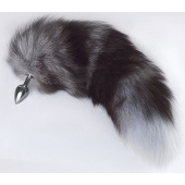 Серебристая анальная пробка с пушистым хвостом - Sitabella - купить с доставкой в Копейске