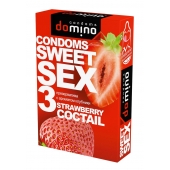 Презервативы для орального секса DOMINO Sweet Sex с ароматом клубничного коктейля  - 3 шт. - Domino - купить с доставкой в Копейске