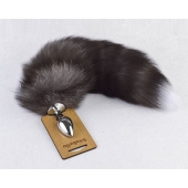 Серебристая анальная пробка с пушистым хвостиком - Sitabella - купить с доставкой в Копейске