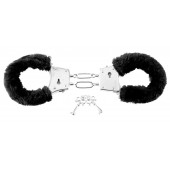 Меховые чёрные наручники Beginner s Furry Cuffs - Pipedream - купить с доставкой в Копейске