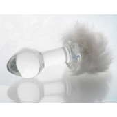 Стеклянная анальная втулка с хвостиком - 9,5 см. - Sexus - купить с доставкой в Копейске