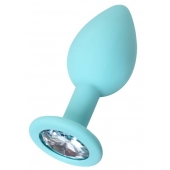 Мятная анальная пробка с прозрачным кристаллом Brilliant - 7 см. - ToyFa - купить с доставкой в Копейске