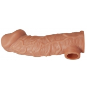 Телесная насадка на фаллос с отверстием для мошонки EXTREME SLEEVE - 17,6 см. - KOKOS - в Копейске купить с доставкой