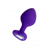 Фиолетовая анальная втулка Diamond Heart с прозрачным кристаллом - 8 см. - ToyFa - купить с доставкой в Копейске