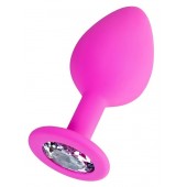 Розовая анальная втулка Brilliant с прозрачным кристаллом - 7 см. - ToyFa - купить с доставкой в Копейске