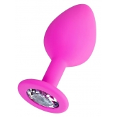 Розовая анальная втулка Brilliant с прозрачным кристаллом - 8 см. - ToyFa - купить с доставкой в Копейске