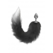 Серебристая анальная пробка с черным хвостом Galaxy - Lola Games - купить с доставкой в Копейске