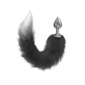 Серебристая анальная пробка с черным хвостом Starlit - Lola Games - купить с доставкой в Копейске