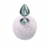 Серебристая анальная пробка с белым пушистым хвостиком Twinkle - Lola Games - купить с доставкой в Копейске