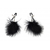 Зажимы на соски с черным пухом Euphoric - Lola Games - купить с доставкой в Копейске