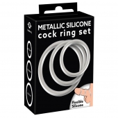 Набор из 3 эрекционных колец под металл Metallic Silicone Cock Ring Set - Orion - в Копейске купить с доставкой