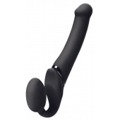 Черный безремневой вибрострапон Silicone Bendable Strap-On M - Strap-on-me - купить с доставкой в Копейске