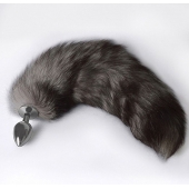 Серебристая коническая анальная пробка с пушистым хвостиком - Sitabella - купить с доставкой в Копейске