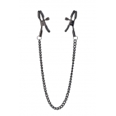 Черные зажимы на соски на цепочке BLAZE DELUXE NIPPLE CLAMPS - Dream Toys - купить с доставкой в Копейске