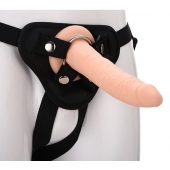 Телесный страпон на черных трусиках STRAP ON REAL DILDO - 20 см. - Dream Toys - купить с доставкой в Копейске