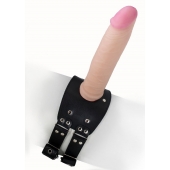 Черный узкий пояс на бедро с телесной насадкой - LOVETOY (А-Полимер) - купить с доставкой в Копейске