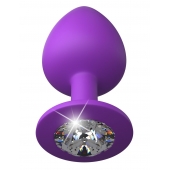 Фиолетовая анальная пробка со стразом Her Little Gem Large Plug - 9,5 см. - Pipedream - купить с доставкой в Копейске