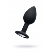 Черная анальная втулка с прозрачным стразом - 7,2 см. - POPO Pleasure - купить с доставкой в Копейске