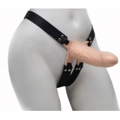 Пустотелый реалистичный фаллопротез на ремешках с заклепками - 15,5 см. - LOVETOY (А-Полимер) - купить с доставкой в Копейске