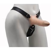 Пустотелый реалистичный фаллопротез на ремешках с заклепками - 16,5 см. - LOVETOY (А-Полимер) - купить с доставкой в Копейске