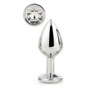 Серебристая анальная втулка с прозрачным кристаллом - 7,1 см. - Dream Toys - купить с доставкой в Копейске