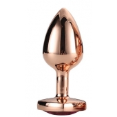 Золотистая анальная втулка с кристаллом-сердечком розового цвета - 7,1 см. - Dream Toys - купить с доставкой в Копейске