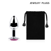 Серебристая анальная пробка с малиновым кристаллом - 7,2 см. - Anal Jewelry Plug - купить с доставкой в Копейске