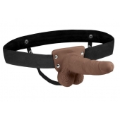 Коричневый перезаряжаемый вибрострапон - 18 см. - Lux Fetish - купить с доставкой в Копейске