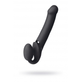 Черный безремневой вибрострапон Vibrating Bendable Strap-On L - Strap-on-me - купить с доставкой в Копейске