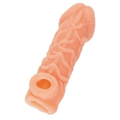 Телесная закрытая насадка с венками Cock Sleeve Size S - 13,8 см. - KOKOS - в Копейске купить с доставкой